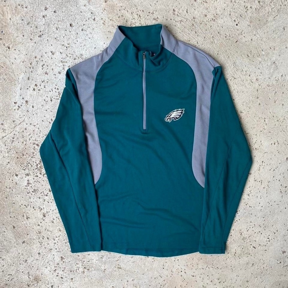 Philadelphia Eagles Antigua NFL Midnight Green Quarter Zip Size M